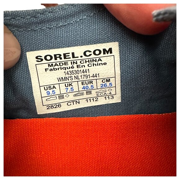 Womens Sorel Denim Shoes Size 9.5 Handcrafted Plimsoll Blue Sunburst Slip On - Picture 6 of 10